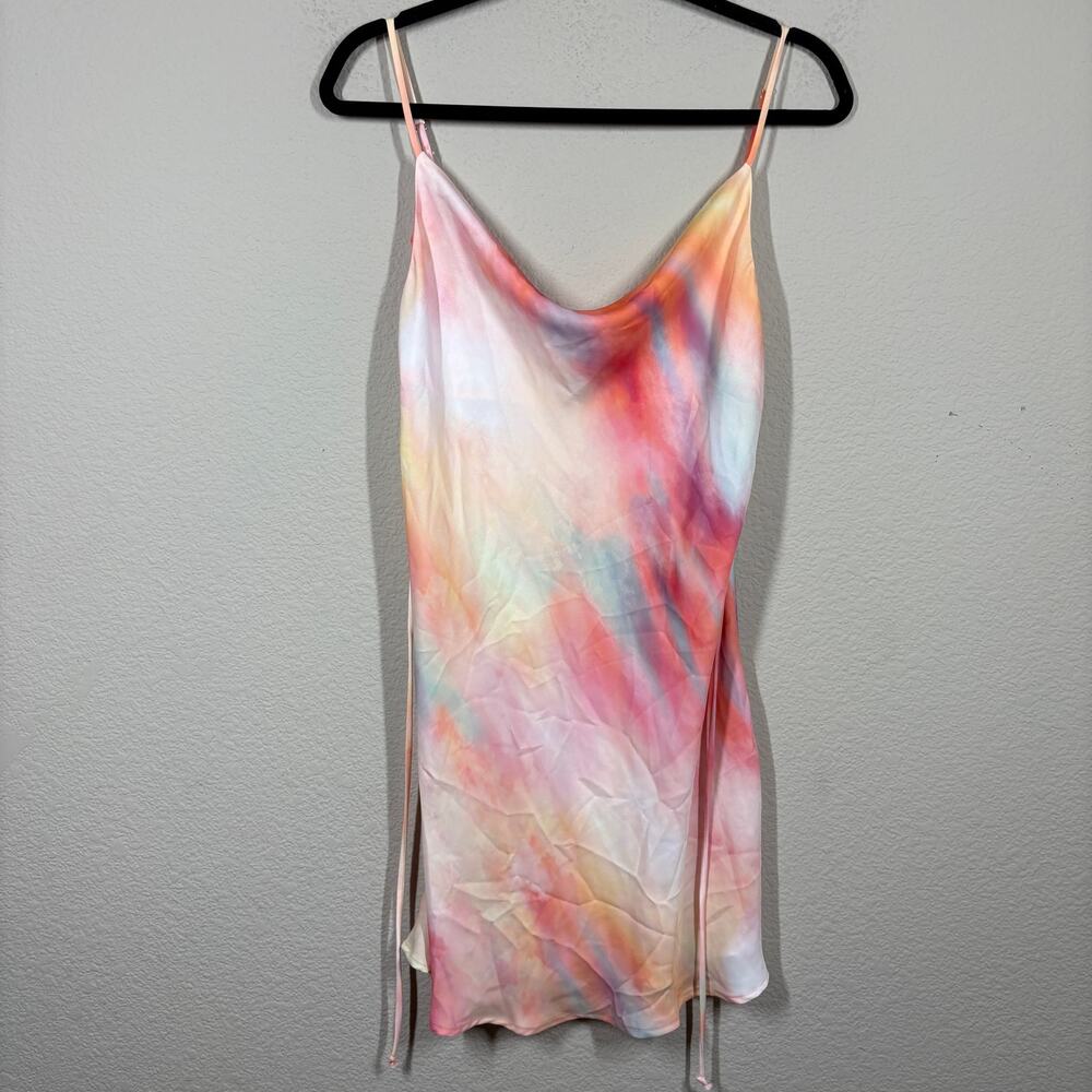 Resa x Jojo Medium Naomi Mini Slip Dress Pink Soraya Tie Dye Watercolor - Picture 2 of 10
